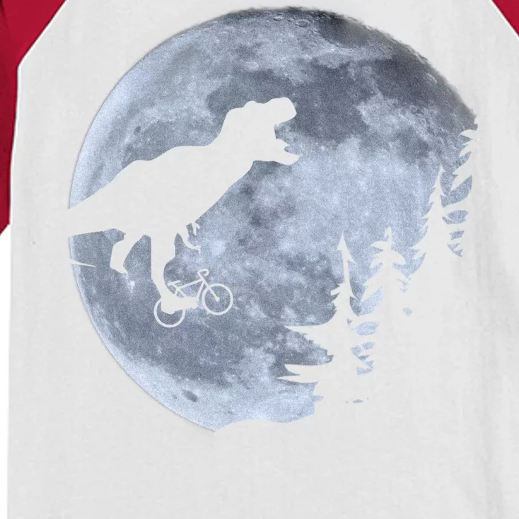 T-Rex Riding To The Moon Kids Colorblock Raglan Jersey