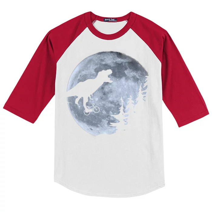 T-Rex Riding To The Moon Kids Colorblock Raglan Jersey