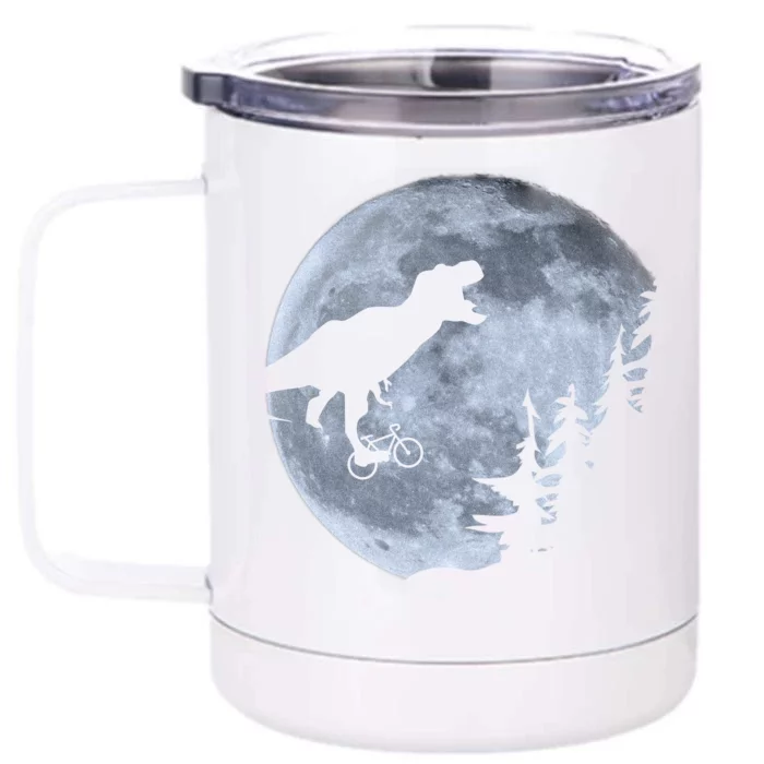 T-Rex Riding To The Moon Front & Back 12oz Stainless Steel Tumbler Cup