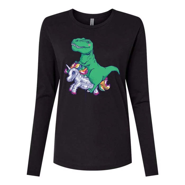 T-Rex Riding Unicorn Womens Cotton Relaxed Long Sleeve T-Shirt