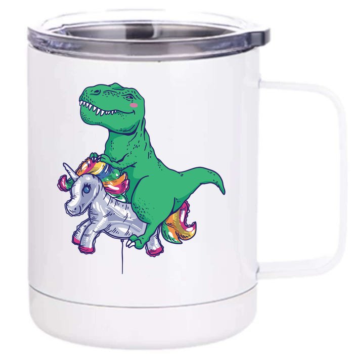 T-Rex Riding Unicorn Front & Back 12oz Stainless Steel Tumbler Cup