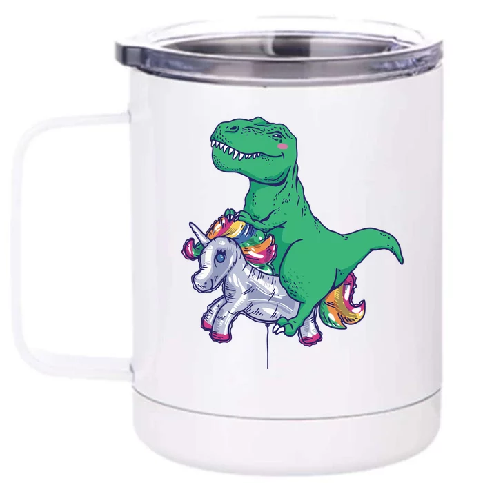 T-Rex Riding Unicorn Front & Back 12oz Stainless Steel Tumbler Cup