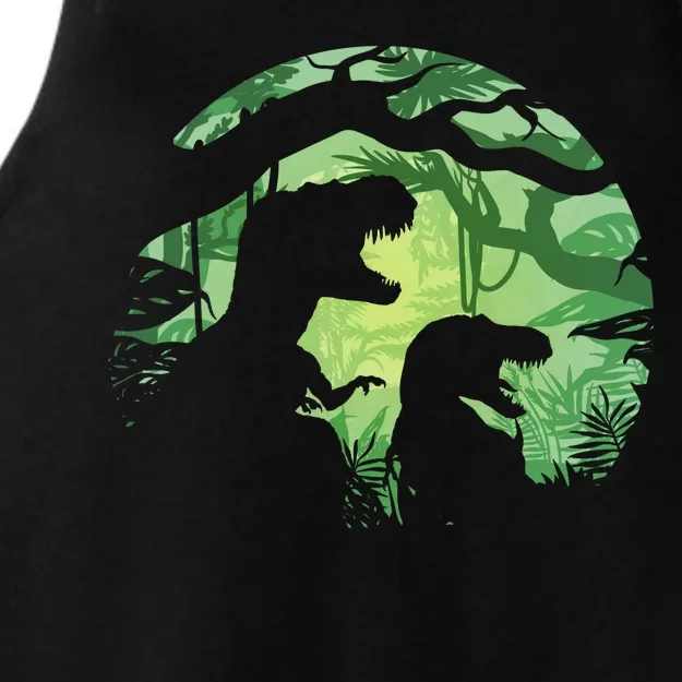 T-Rex Silhouette Ladies Tri-Blend Wicking Tank