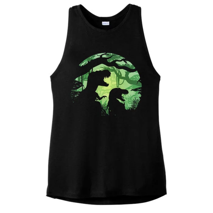 T-Rex Silhouette Ladies Tri-Blend Wicking Tank