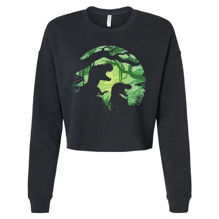 T-Rex Silhouette Cropped Pullover Crew