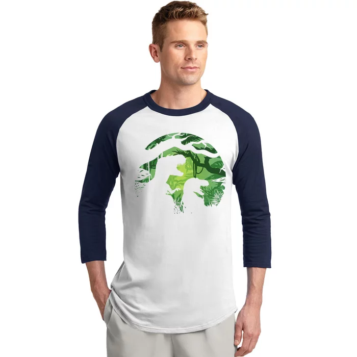 T-Rex Silhouette Baseball Sleeve Shirt