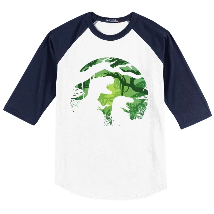 T-Rex Silhouette Baseball Sleeve Shirt