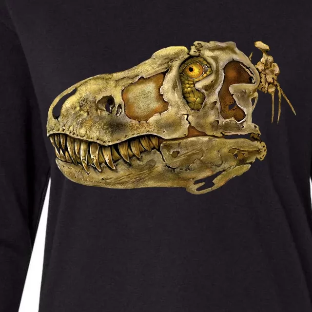 T-Rex Skull Skeleton Head Womens Cotton Relaxed Long Sleeve T-Shirt