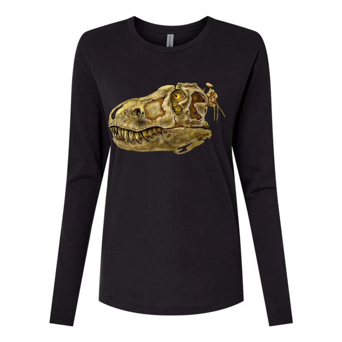 T-Rex Skull Skeleton Head Womens Cotton Relaxed Long Sleeve T-Shirt