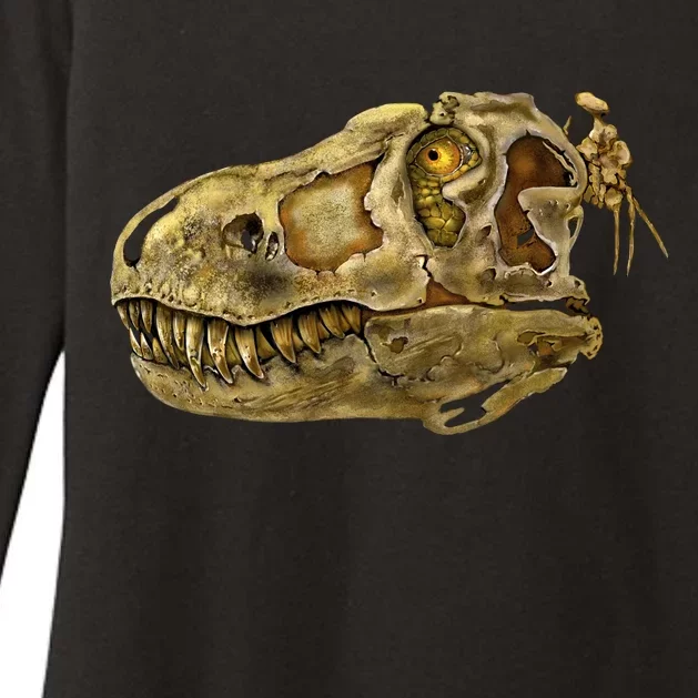 T-Rex Skull Skeleton Head Womens CVC Long Sleeve Shirt