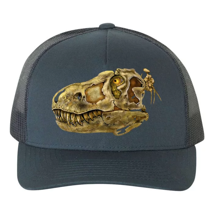 T-Rex Skull Skeleton Head Yupoong Adult 5-Panel Trucker Hat