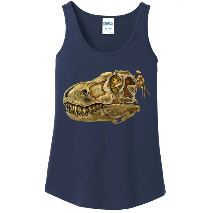 T-Rex Skull Skeleton Head Ladies Essential Tank