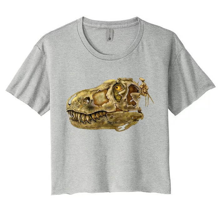 T-Rex Skull Skeleton Head Women's Crop Top Tee