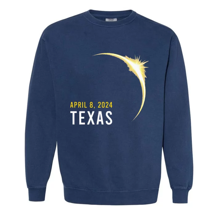 Totality 04 08 24 Total Solar Eclipse 2024 Texas Garment-Dyed Sweatshirt