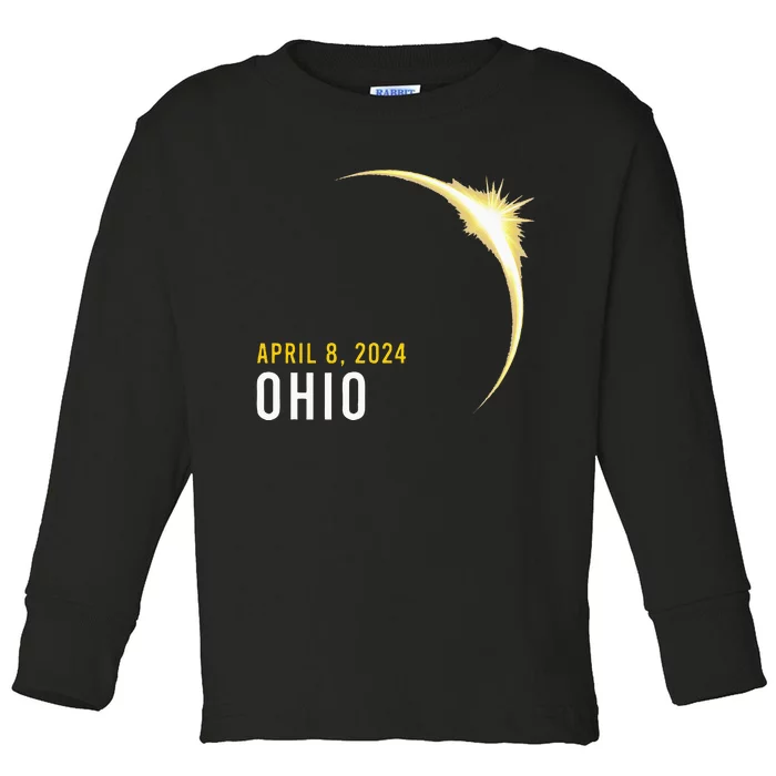 Totality 04 08 24 Total Solar Eclipse 2024 Ohio Toddler Long Sleeve Shirt