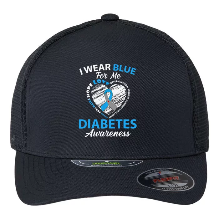 Type 1 2 In November We Wear Blue Diabetes Awareness Flexfit Unipanel Trucker Cap