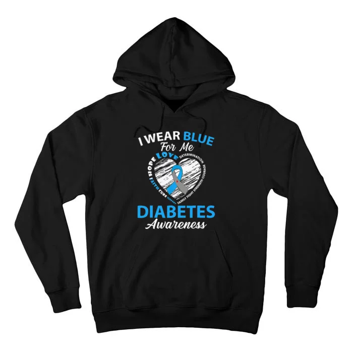 Type 1 2 In November We Wear Blue Diabetes Awareness Tall Hoodie