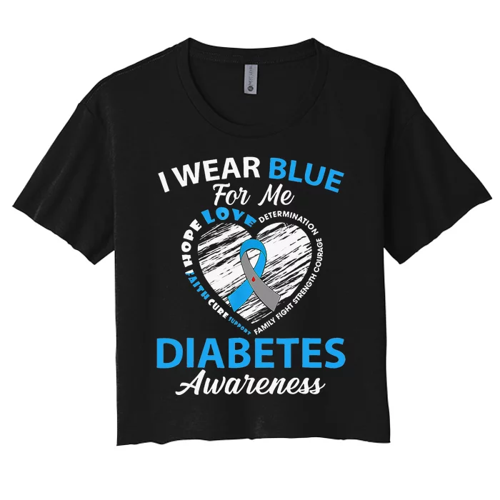 Type 1 2 In November We Wear Blue Diabetes Awareness Women's Crop Top Tee