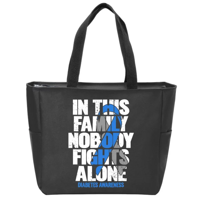 Type 1 2 Diabetes T1D T2D Awareness Support Ribbon Zip Tote Bag