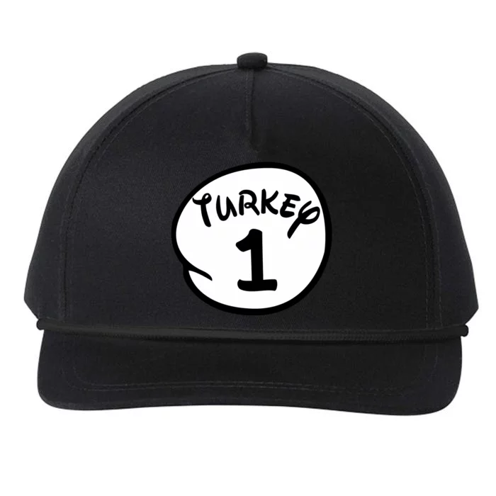 Turkey 1 2 3 Funny Thanksgiving Matching Snapback Five-Panel Rope Hat