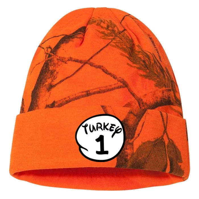 Turkey 1 2 3 Funny Thanksgiving Matching Kati - 12in Camo Beanie