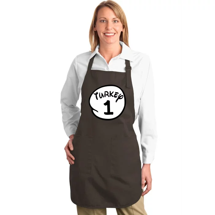 Turkey 1 2 3 Funny Thanksgiving Matching Full-Length Apron With Pocket