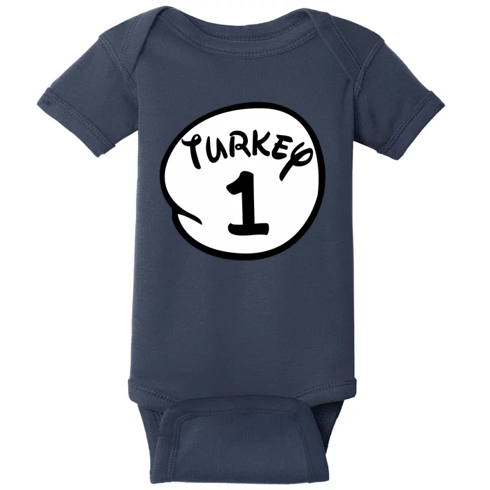 Turkey 1 2 3 Funny Thanksgiving Matching Baby Bodysuit