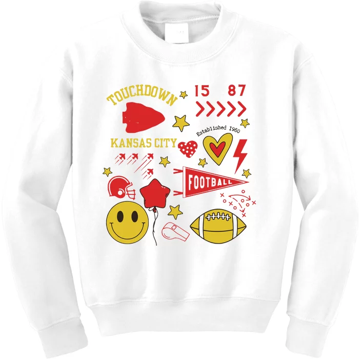 Touchdown 15 87 Kansas City Chief Football Est 1960 Kids Sweatshirt