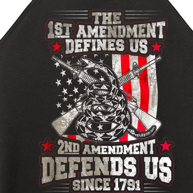 The 1st Amendment Defines Us! 2nd Amendment Defend Us! Women’s Perfect Tri Rocker Tank