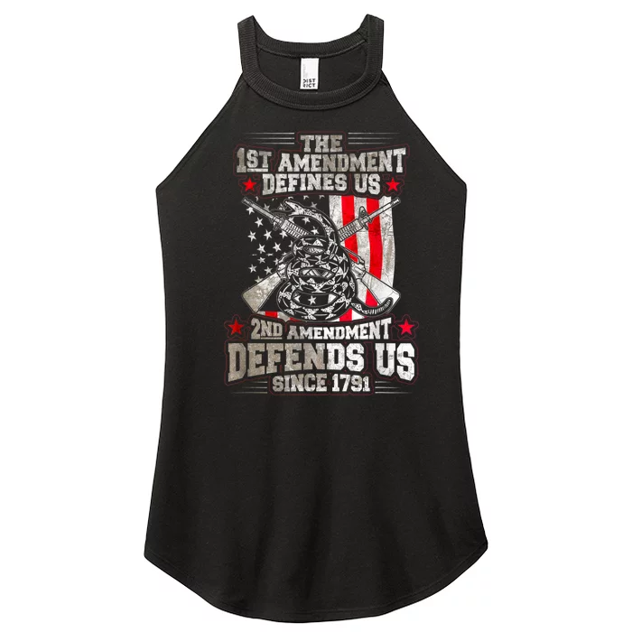 The 1st Amendment Defines Us! 2nd Amendment Defend Us! Women’s Perfect Tri Rocker Tank