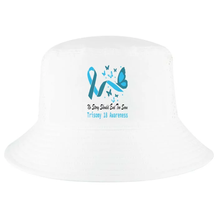 Trisomy 18 Awareness Butterfly Support Light Blue Ribbon Cool Comfort Performance Bucket Hat