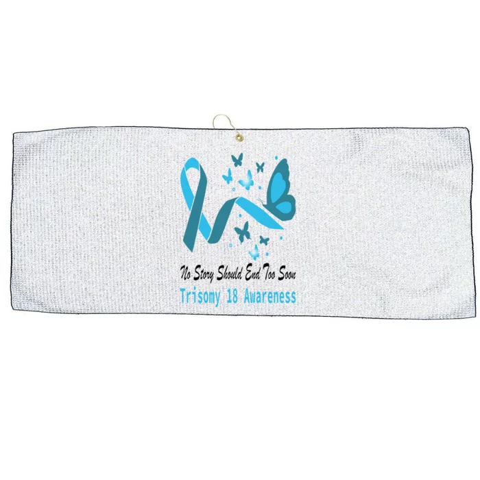 Trisomy 18 Awareness Butterfly Support Light Blue Ribbon Large Microfiber Waffle Golf Towel