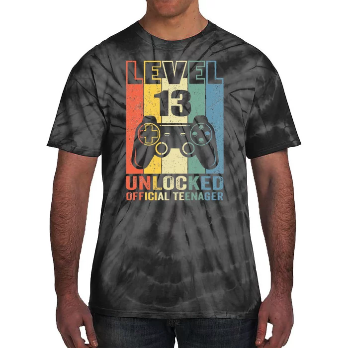 Teenager 13th Birthday Gift Level 13 Unlocked Tie-Dye T-Shirt