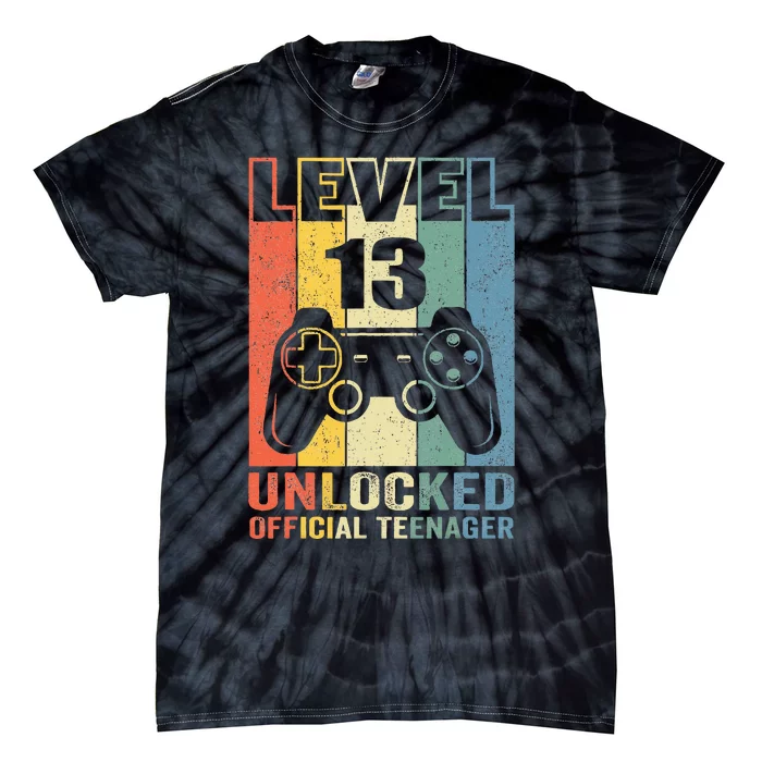 Teenager 13th Birthday Gift Level 13 Unlocked Tie-Dye T-Shirt