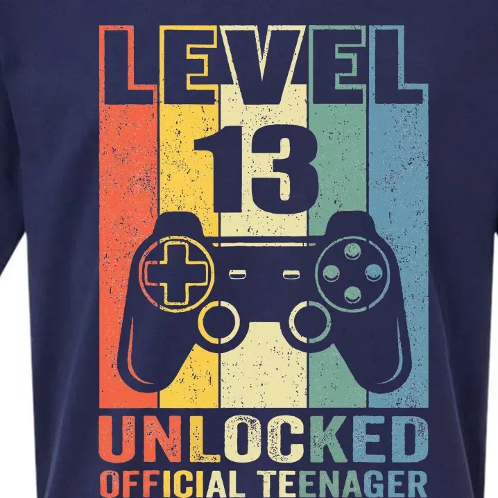 Teenager 13th Birthday Gift Level 13 Unlocked Sueded Cloud Jersey T-Shirt