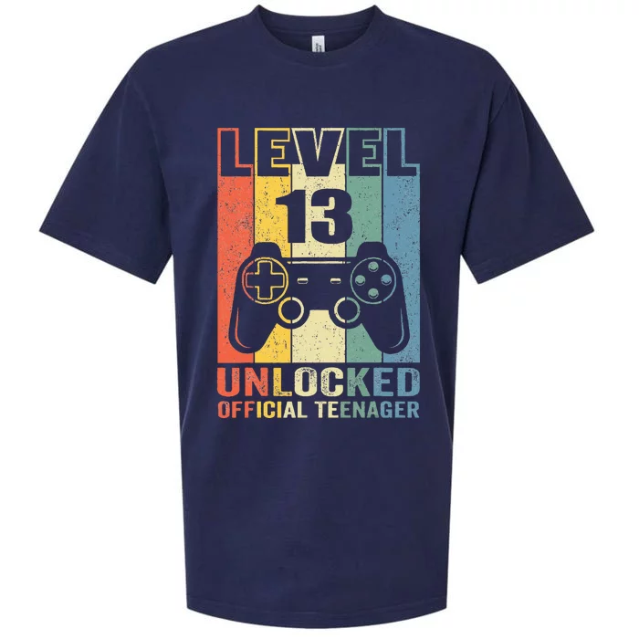 Teenager 13th Birthday Gift Level 13 Unlocked Sueded Cloud Jersey T-Shirt