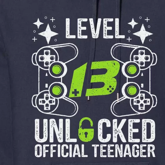 Teenager 13th Birthday Gift Level 13 Unlocked Premium Hoodie