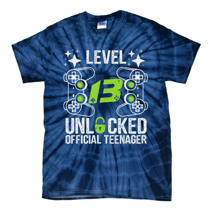 Teenager 13th Birthday Gift Level 13 Unlocked Tie-Dye T-Shirt