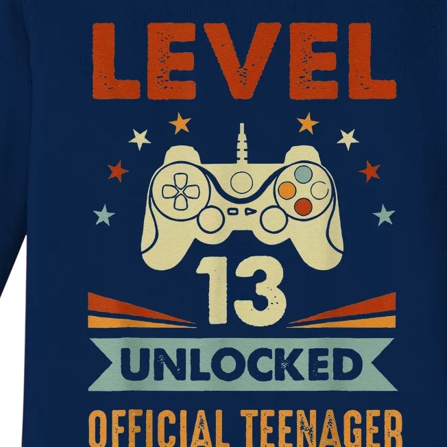 Teenager 13th Birthday Level 13 Unlocked Baby Long Sleeve Bodysuit