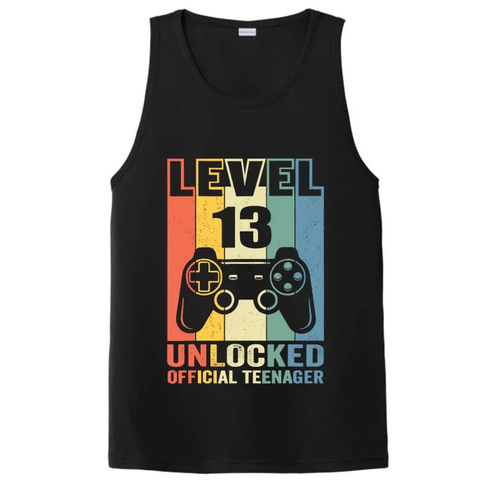 Teenager 13th Birthday Gift Level 13 Unlocked Performance Tank