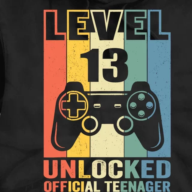 Teenager 13th Birthday Gift Level 13 Unlocked Tie Dye Hoodie