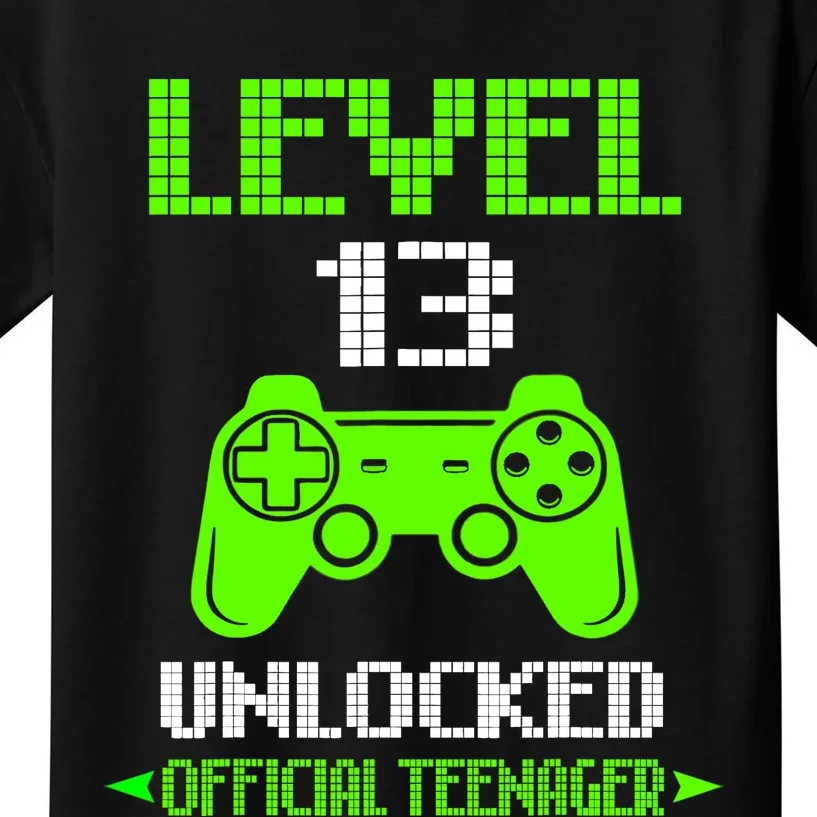 Teenager 13th Birthday Boy Level 13 Unlocked Kids T-Shirt