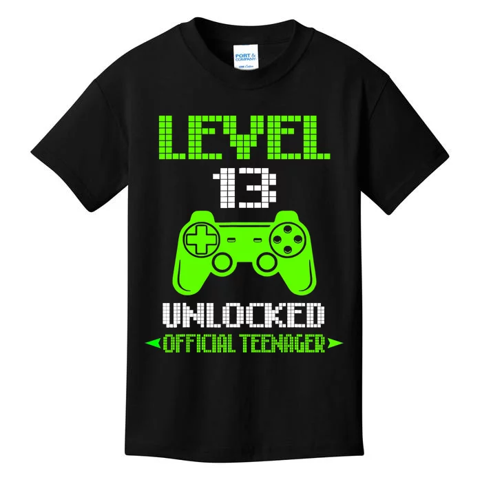 Teenager 13th Birthday Boy Level 13 Unlocked Kids T-Shirt