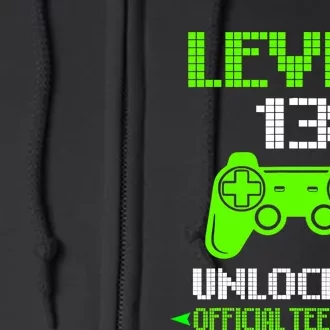 Teenager 13th Birthday Boy Level 13 Unlocked Full Zip Hoodie