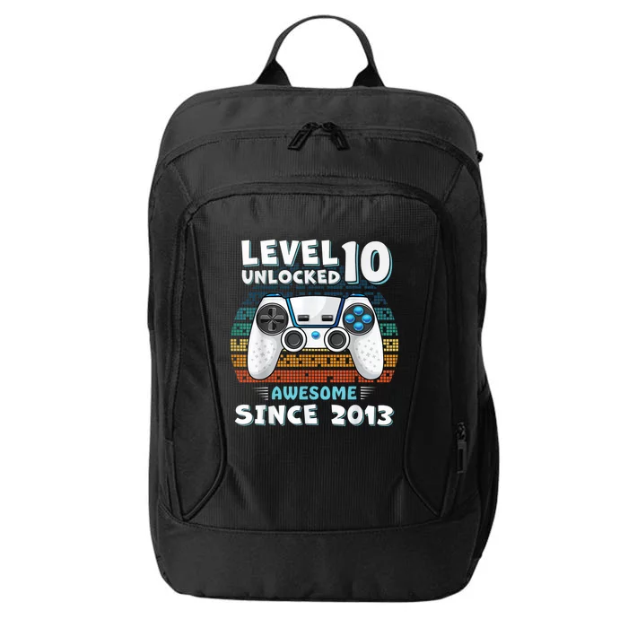 Ten 10yr BDay Son Boy Funny Gamer 10th 10 Year Old Birthday City Backpack