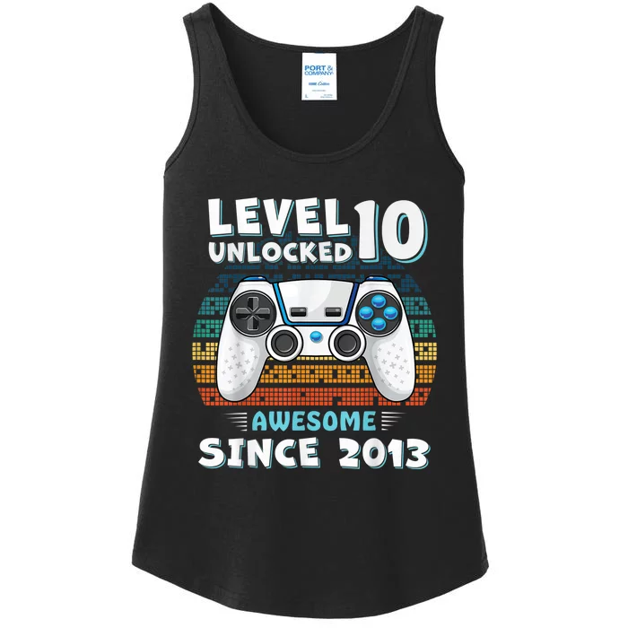 Ten 10yr BDay Son Boy Funny Gamer 10th 10 Year Old Birthday Ladies Essential Tank