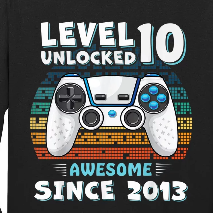 Ten 10yr BDay Son Boy Funny Gamer 10th 10 Year Old Birthday Tall Long Sleeve T-Shirt