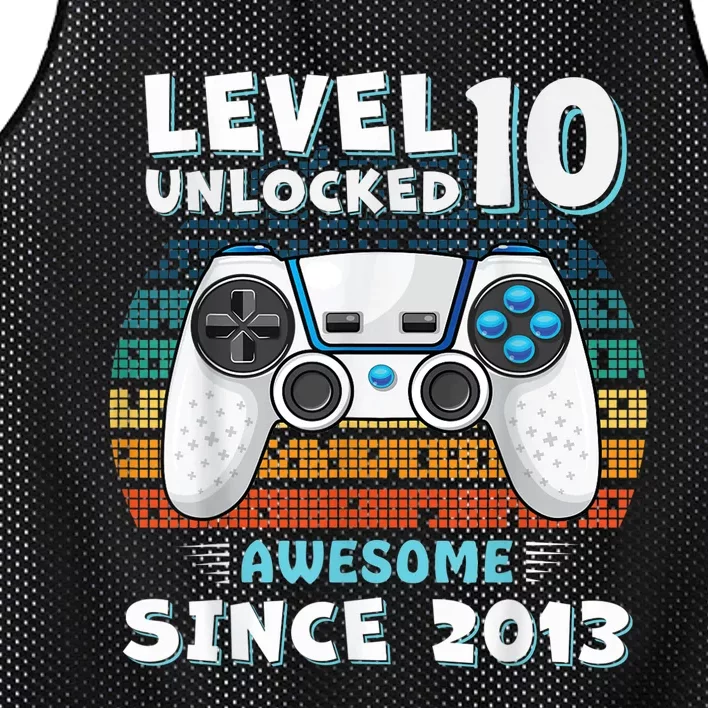 Ten 10yr BDay Son Boy Funny Gamer 10th 10 Year Old Birthday Mesh Reversible Basketball Jersey Tank