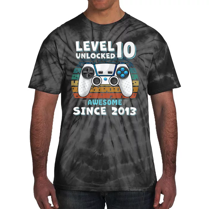 Ten 10yr BDay Son Boy Funny Gamer 10th 10 Year Old Birthday Tie-Dye T-Shirt