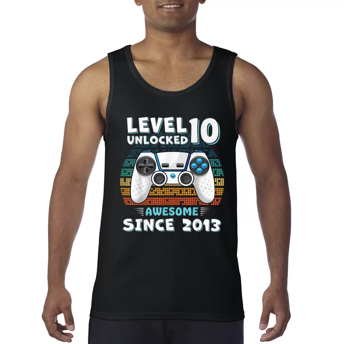 Ten 10yr BDay Son Boy Funny Gamer 10th 10 Year Old Birthday Tank Top